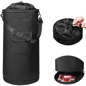 سلة مهملات القوارب المحمولة من WOMACO، حقيبة قمامة قابلة لإعادة الاستخدام للقوارب شديدة التحمل 600D، حقيبة تخزين قمامة مانعة للتسرب مع فتحة سحاب سفلية للقارب، الكاياك، التخييم، RV (فتحة سحاب، أسود) in Kuwait