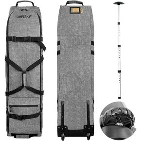 DAFISKY Golf Travel Bag for Airlines with Wheels - Adjustable Support Rod for Protect Golf Clubs，600D Heavy Duty Oxford Wear-Resistant, Soft-Sided Foldable for Easy Storage