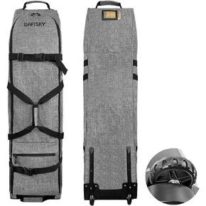 DAFISKY Golf Travel Bag for Airlines with Wheels - Adjustable Support Rod for Protect Golf Clubs，600D Heavy Duty Oxford Wear-Resistant, Soft-Sided Foldable for Easy Storage