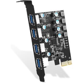 Sinefine 4 Ports PCI-E to USB 3.0 Expansion Card (4 USB Type-A), PCI Express (PCIe) Expansion Card USB Card for Desktop PC Support Win/Linux/Hackintosh/Proxmox/MAC OS/Ubuntu/unRAID