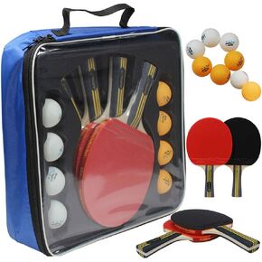 MAPOL Quality Ping Pong Paddle Set - 4 Professional Table Tennis Rackets/Paddles - 8 Premium 3-Star Balls, Portable Cover Case Holder Included