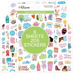 bloom daily planners Female Empowerment Planner Stickers - Variety Pack for Planning, Decorating, & Scrapbooking - 6 Sheets / 205 Girl Power Themed Stickers
