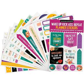Essentials Planner Stickers -- Wake Up Kick Ass Repeat (Set of 150 Stickers) in Kuwait