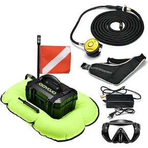 GOYOJO Scuba Dive System 5.5 Hours Rechargeable Scuba Diving Tank with 10m Hose & Diving Breathing Regulator Detachable Scuba Machine, for Recreational Diving & Fishing