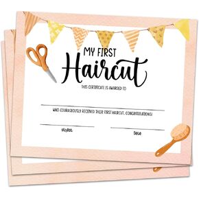 25 My First Haircut Certificate for Baby First Haircut Keepsake Certificate Milestone Marker First Haircut Award for Kids Baby Girl Boy Salon 8 x10 Inches Giraffe Lion Zebra Elephant Sloth - DH136