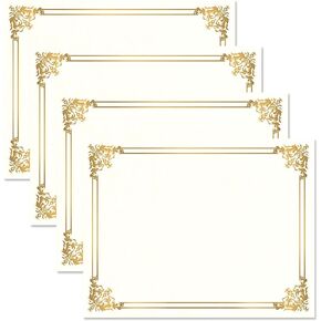 Empire Gold & White Parchment Certificate Papers - Pack of 25, NOT FOIL Laser & Inkjet Printer Compatible, for Office, Business Awards, Graduation, School Diplomas, 8-1/2" x 11" on 60 lb. Text Stock