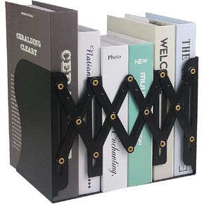 Adjustable Bookends, 19 inches 2 Dividers Heavy Duty Metal Book Holders, Book Storage Rack, Desk Organizer Magazine File Holder for Office, School, Bookstore and Home, Grey in Kuwait