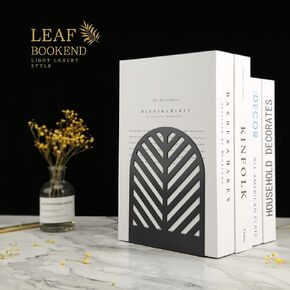 QiMing Leaf Gold Bookends for Books,1 Pair Metal Book Holders for Office Shelves Adults & Kids Gift(Gold)