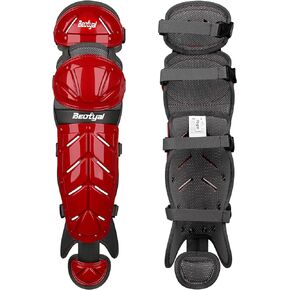 Baseball Softball Catcher Leg Guards Shin Guards Adult 16.5 Inch Red