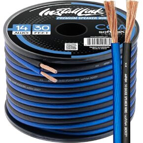 14 AWG Gauge Speaker Wire Cable (30 Feet) Stereo, Car or Home Theater, CCA
