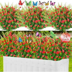 Elyum Artificial Flowers for Outdoors, 8 Bundles Artificial Plants&Flowers Outdoor, UV Resistant Artificial Plants Outdoor Fake Flowers for Outdoors Garden Porch Decoration(Mixed Color)