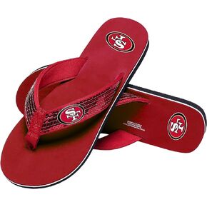 FOCO San Francisco 49ers NFL Womens Sequin Flip Flops - L - 9-10