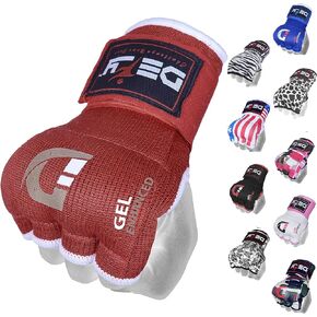 DEFY Gel Padded Premium Inner Gloves with Hand Wraps MMA Muay Thai Boxing Training Fight PAIR