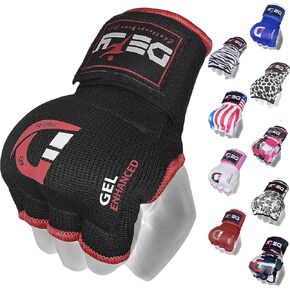 DEFY Gel Padded Premium Inner Gloves with Hand Wraps MMA Muay Thai Boxing Training Fight PAIR