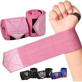 WYOX Unisex Wrist Wraps for Weightlifting ǀ Wrist Straps for Men ǀ 18'' Extended Length Strong Wrist Straps ǀ Wrist Strap for women ǀ Workout straps with Thumb Loop for Muscle Stability