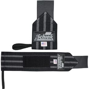 Schiek Sports Black Out Heavyweight Cotton Elastic Wrist Wraps - Black/Silver