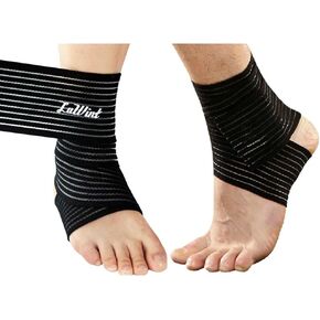 Luwint 2 Pack Elastic Compression Bandage, Ankle Wrist Knee Calf Thigh Wraps Support for Sports Gym Weightlifting Workout Running Pain Relief