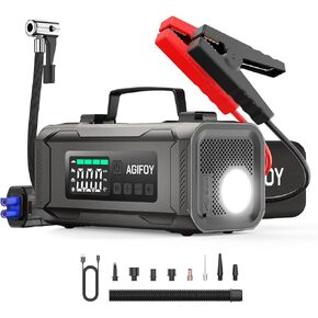 Portable Car Jump Starter with Air Compressor,150PSI Tire Inflator,6-in-1 2500A Car Battery Charger Power Jumper Starter Pack(8.0L Gas/5.0L Diesel),Air Pump for Inflation/Deflation,LED Emergency Light