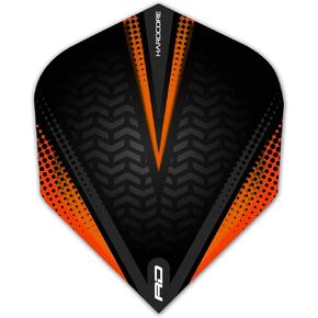 RED DRAGON Hardcore Radical Black & Orange Extra Thick Standard Dart Flights - 4 Sets Per Pack (12 Dart Flights in Total)