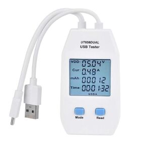(UT658 Dual) USB Detector USB Tester Digital Voltmeter Ammeter Power Capacity Voltage Current Meter for Production Verification, Engineering Testing