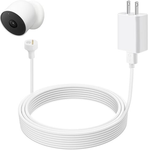 كابل طاقة لكاميرا Google Nest Cam في الهواء الطلق أو في الداخل، بطارية (الجيل الثاني) كابل شحن مقاوم للطقس بطول 16 قدم/5 متر مع محول لكاميرا Nest، كابل شاحن خارجي 5 فولت 2 أمبير in Kuwait