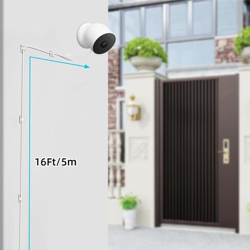 كابل طاقة لكاميرا Google Nest Cam في الهواء الطلق أو في الداخل، بطارية (الجيل الثاني) كابل شحن مقاوم للطقس بطول 16 قدم/5 متر مع محول لكاميرا Nest، كابل شاحن خارجي 5 فولت 2 أمبير in Kuwait