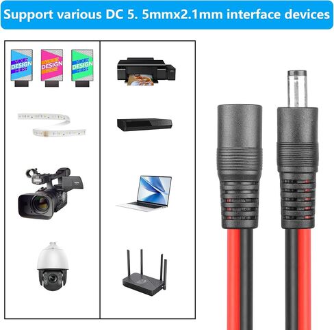 كابل طاقة CERRXIAN 14AWG DC 5.5 مم × 2.1 مم ذكر إلى أنثى سريع الفصل مع حامل مصهر 10A لكاميرات CCTV الأمنية وإضاءة LED والألواح الشمسية ومعدات الطاقة الأخرى (0.4M 1FT) in Saudi Arabia