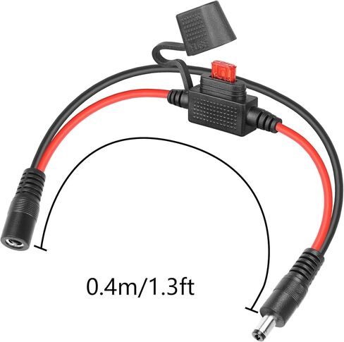 كابل طاقة CERRXIAN 14AWG DC 5.5 مم × 2.1 مم ذكر إلى أنثى سريع الفصل مع حامل مصهر 10A لكاميرات CCTV الأمنية وإضاءة LED والألواح الشمسية ومعدات الطاقة الأخرى (0.4M 1FT) in Saudi Arabia