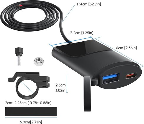 DC12V-24V Car Mobile Phone Charger Fast Charging PD + USB Motorcycle QC3.0 Cell Phone Charger in Saudi Arabia