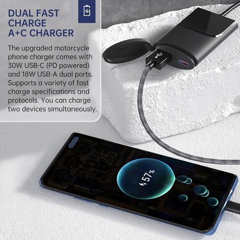DC12V-24V Car Mobile Phone Charger Fast Charging PD + USB Motorcycle QC3.0 Cell Phone Charger in Saudi Arabia