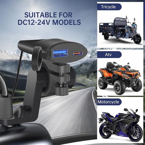 DC12V-24V Car Mobile Phone Charger Fast Charging PD + USB Motorcycle QC3.0 Cell Phone Charger in Saudi Arabia