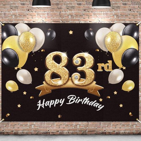 خلفية لافتة عيد ميلاد سعيد 83 - 83 لوازم زينة لحفلات عيد الميلاد للرجال - أسود ذهبي 4 × 6 أقدام in Saudi Arabia