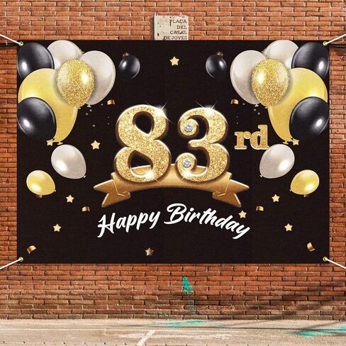 خلفية لافتة عيد ميلاد سعيد 83 - 83 لوازم زينة لحفلات عيد الميلاد للرجال - أسود ذهبي 4 × 6 أقدام in Saudi Arabia