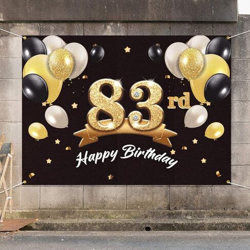 خلفية لافتة عيد ميلاد سعيد 83 - 83 لوازم زينة لحفلات عيد الميلاد للرجال - أسود ذهبي 4 × 6 أقدام in Saudi Arabia