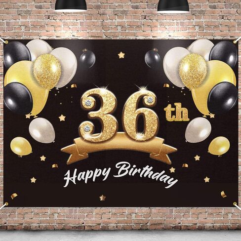خلفية لافتة عيد ميلاد سعيد 36 من باكبووم - 36 لوازم زينة لحفلات عيد الميلاد للرجال - أسود ذهبي 4 × 6 أقدام in Saudi Arabia