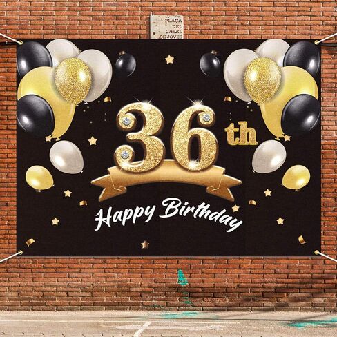 خلفية لافتة عيد ميلاد سعيد 36 من باكبووم - 36 لوازم زينة لحفلات عيد الميلاد للرجال - أسود ذهبي 4 × 6 أقدام in Saudi Arabia