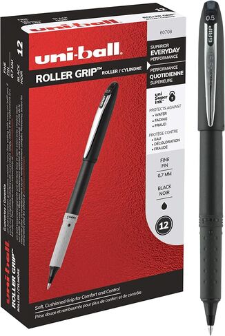 Uniball Roller Grip 12 عبوة باللون الأزرق، أقلام رولربال متوسطة الحجم 0.7 مم، جرب أقلام الجل، الأقلام الملونة، اللوازم المكتبية، الأقلام الملونة، أقلام حبر جاف زرقاء، أقلام كتابة ناعمة ذات نقاط دقيقة in Saudi Arabia