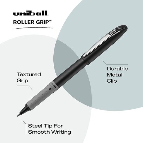Uniball Roller Grip 12 عبوة باللون الأزرق، أقلام رولربال متوسطة الحجم 0.7 مم، جرب أقلام الجل، الأقلام الملونة، اللوازم المكتبية، الأقلام الملونة، أقلام حبر جاف زرقاء، أقلام كتابة ناعمة ذات نقاط دقيقة in Saudi Arabia