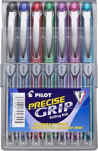 Pilot, Precise V5, Capped Liquid Ink Rolling Ball Pens, Extra Fine Point 0.5 mm, Assorted Colors, Pack of 7 in Kuwait