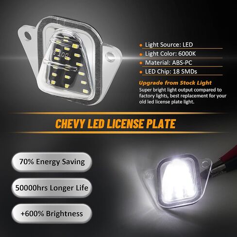 Bestview لوحة ترخيص LED غطاء أسود، استبدال مجموعة مصابيح العلامات متوافق مع Chevy Silverado GMC Sierra Avalanche Suburban Escalade Yukon Cadillac Step Bumper، 6500K المصابيح البيضاء علامة الضوء in Kuwait
