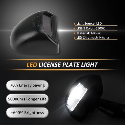 Bestview لوحة ترخيص LED غطاء أسود، استبدال مجموعة مصابيح العلامات متوافق مع Chevy Silverado GMC Sierra Avalanche Suburban Escalade Yukon Cadillac Step Bumper، 6500K المصابيح البيضاء علامة الضوء in Kuwait