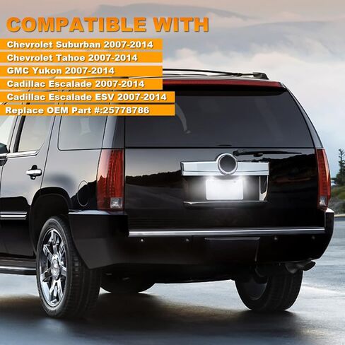 Bestview لوحة ترخيص LED غطاء أسود، استبدال مجموعة مصابيح العلامات متوافق مع Chevy Silverado GMC Sierra Avalanche Suburban Escalade Yukon Cadillac Step Bumper، 6500K المصابيح البيضاء علامة الضوء in Kuwait