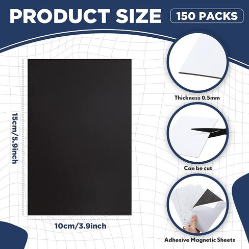 Macarrie 4 x 6 Adhesive Magnetic Sheets with Adhesive Backing Cuttable Magnetic Paper Stickers Flexible Peel and Stick for Picture Crafts Die Storage Photos(200 Pcs) in Saudi Arabia