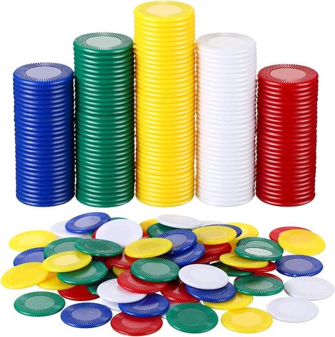 Skylety 1000 Pieces Plastic Poker Chips Bulk Game Chips 5 Colors Counter Card for Kids Game Playing Learning Math Counting Bingo Game Blank Chips Card for Kids Reward, 0.86 Inch in Saudi Arabia
