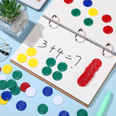 Skylety 1000 Pieces Plastic Poker Chips Bulk Game Chips 5 Colors Counter Card for Kids Game Playing Learning Math Counting Bingo Game Blank Chips Card for Kids Reward, 0.86 Inch in Saudi Arabia