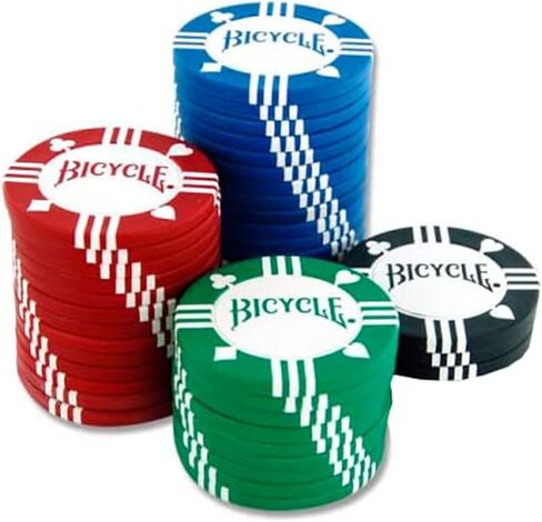 Bicycle 8G 100Count Clay Poker Chips W/Casino Tray Premium 8G Clay-Filled Poker Chips with Casino Tray, 100Count in Saudi Arabia