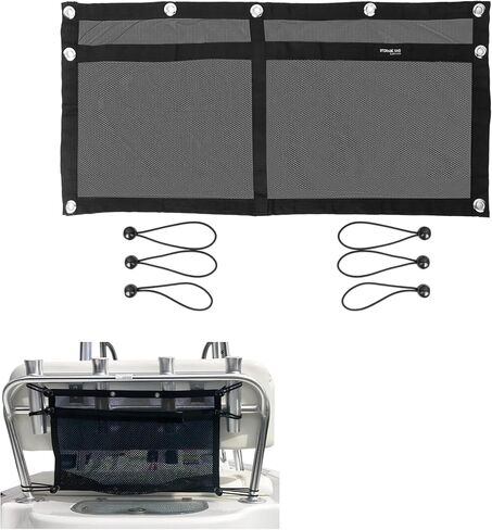 Upgrade Boat Storage Bag,Mesh Suspended Storage Organizer, Cargo Net Pocket Organizer Pouch Bag,Boat,Truck SUV Travel Long Road Trip Camping Interior Accessories with 6 pcs Elastic Ring(32 INCH) in Saudi Arabia