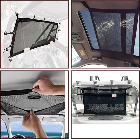 Upgrade Boat Storage Bag,Mesh Suspended Storage Organizer, Cargo Net Pocket Organizer Pouch Bag,Boat,Truck SUV Travel Long Road Trip Camping Interior Accessories with 6 pcs Elastic Ring(32 INCH) in Saudi Arabia