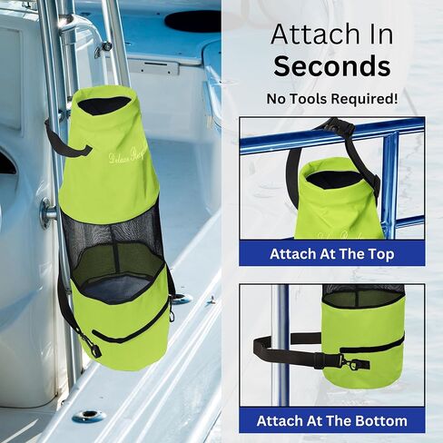 حقيبة سلة مهملات القارب - نسيج أكسفورد شبكي متين 600D، سحاب سفلي، وقابل للغسل - مثالية للقوارب، قوارب الكاياك، المعسكرات، المركبات الترفيهية، والمزيد (أزرق) in Kuwait