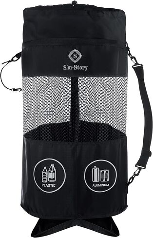 Selective Boat Trash Can - Dual Compartment Nylon Mesh, Water Resistant, Bottom Zipper for Easy Trash Removal, Marine Accessories for Boating, Camping, Fishing (23.6" x 15.7" Black). in Saudi Arabia